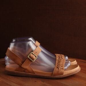Kork Ease Sandals Womens SZ 7M Brown Yucca Braid Leather Flat Shoes Western Boho